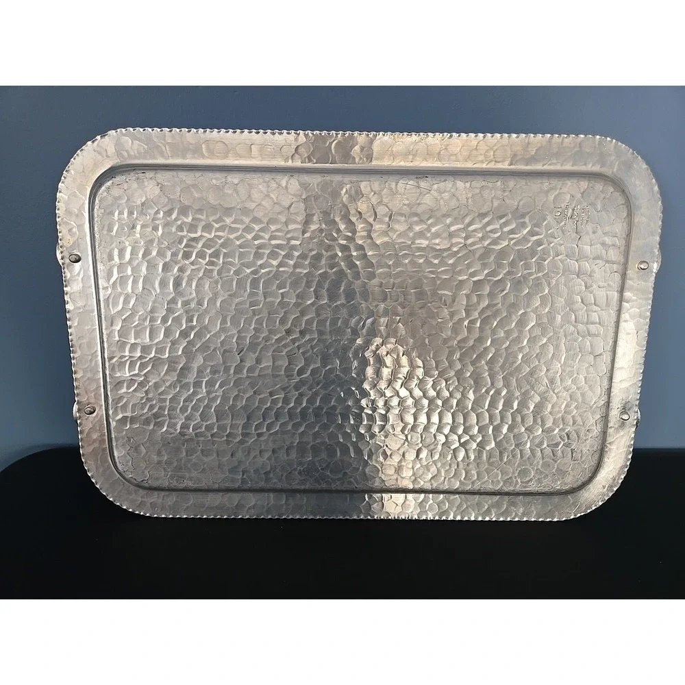 VINTAGE CONTINENTAL SILVER CO WILD ROSE BRILLIANTONE #1023 HAMMERED SERVING TRAY